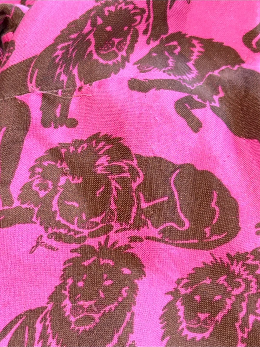 Women's Pink and Brown Lion-Print Button Down Blouse - Brand: J. Crew
